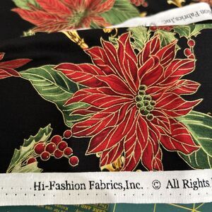 Christmas Cotton Quilting Poinsettia Hi Fashion Fabric 2 Yd X 44”
